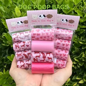4 Rolls 80 Counts Pet Waste Bags, Scented Poop Bags, Cute Doggy Scoop Bags, Thick, Biodegradable, Odor Proof, Leakproof, Portable