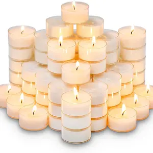 50/100 Pack Soy Wax Tea Candles, Unscented and Smokeless, Lasting for 4 Hours, Perfect for Weddings, Dinners, Home Decor, Christmas, Thanksgiving, Valentine's Day, Valentine's Day