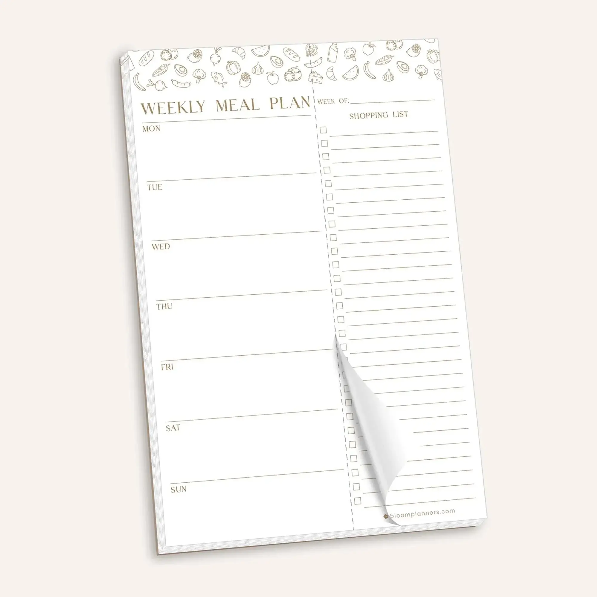 Planning Pad, 6" x 9" | Meal Planning Pad with Magnets | Modern Gold