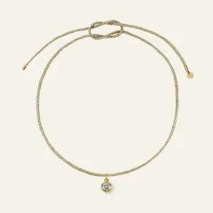 Gold Lurex Necklace Cord with Bezel Charm