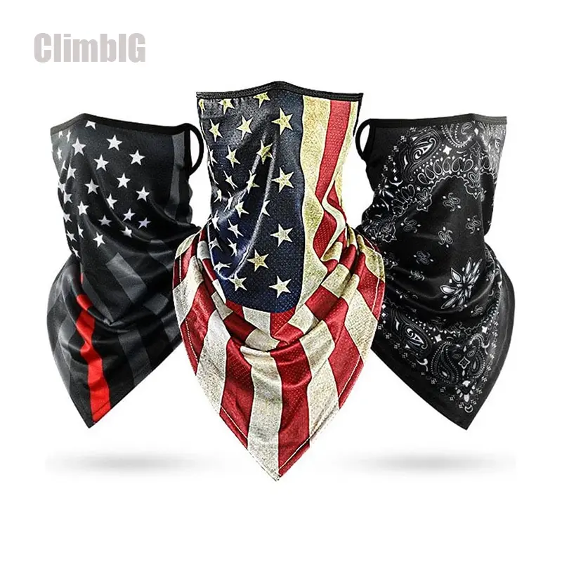 3Pcs Unisex Paisley Pattern Breathable Neck Gaiter Face Covers - American Flag Print, Ear Loops, UPF 50+ UV Protection Balaclava Mask Headwear for Outdoor Sports, Outdoor Sports Mask