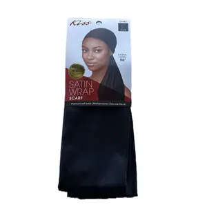 KISS Satin Wrap Scarf Premium Quality Extra Long Black Scarf