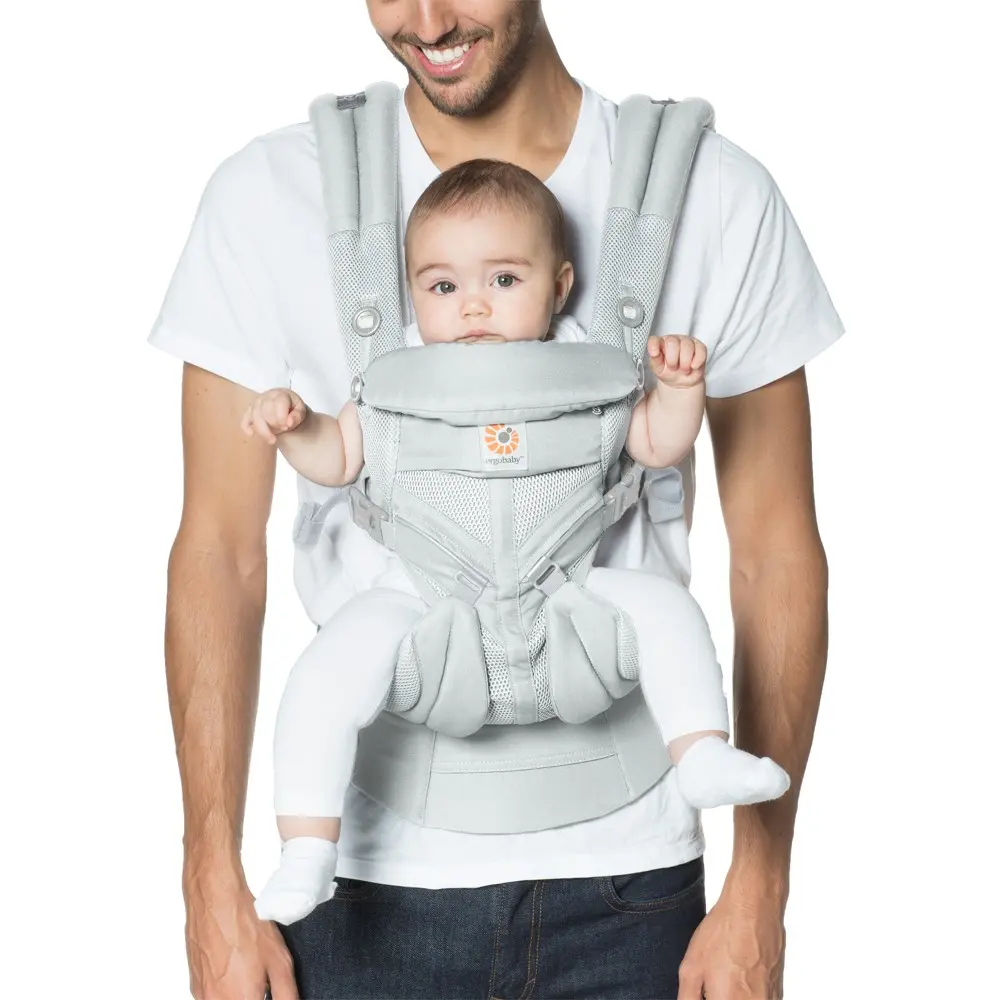 Ergobaby Omni 360 Mesh Baby Carrier - Pearl Grey, Hands Free Carrier, Adjustable Ergonomic Carrier