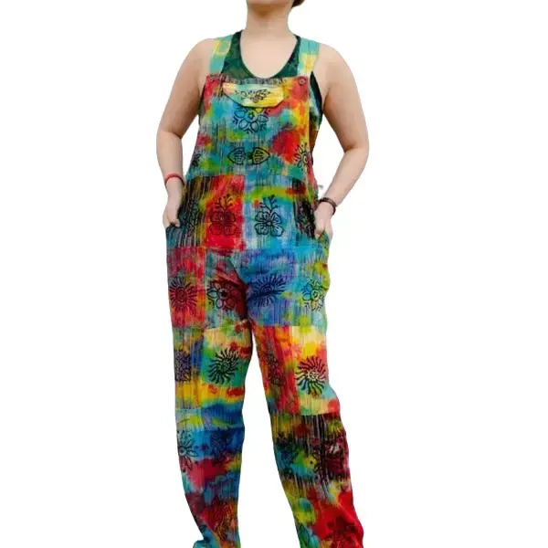 Himalayan Fashion Multicolor Handmade Cotton Overalls Summer Boho Hippie Style Adjustable Straps Comfortable Womenswear