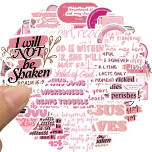 Pink Christian Stickers 50 PCS, Inspirational Bible Verse Stickers, Inspirational Messages, Waterproof Jesus Sticker for Water Bottles Laptop Journaling, Adults Women Faith Gifts