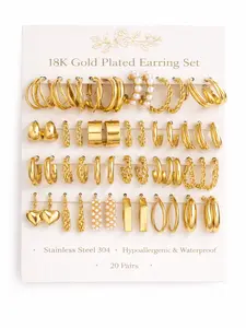 24 Pair Gold Hoop Earring Set