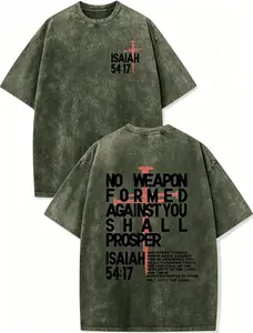 Weripoah Men's Christian Jesus Graphic Short-Sleeve T-Shirt - Round Neck, Distressed Vintage Oversized Acid Wash, Drop Shoulder Fitted Faith Religious Streetwear Sports Top, Vintage Graphic Tees Gifts for Him