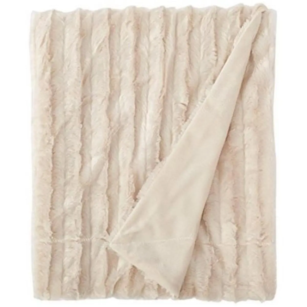 Madison Park Duke Long Fur Knit Blanket - Solid, Cozy Warmth, Knit Texture, Microfur Back, Fuzzy Throw for Bedding & Linens Textiles, Reversible