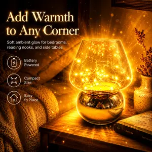 Glass Mushroom Battery-Powered Lamp -Cute Mushroom Shape, Compact Portable Without Restraints, Adding Warmth to Any Corner(Battery Not Included)
