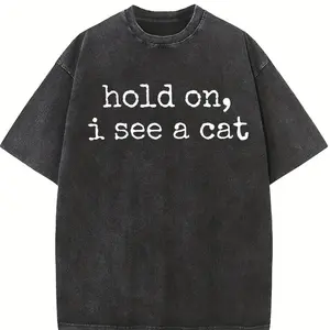 Comfort Colors Hold On I See A Cat T-Shirt, Cat Lover Gift, Pet Parent Humor, Feline Friend, Cat Person, Trendy Women's Tshirt, Cat Mom