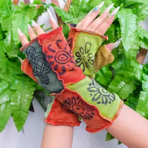 Funky Patchwork Handwarmer, Winter Gloves, Fleece Lined Wrist Warmer, Fingerless Gloves, Boho Unisex Knitted Mitts, Handmade Warm Gloves, Men/Women Winter Gloves