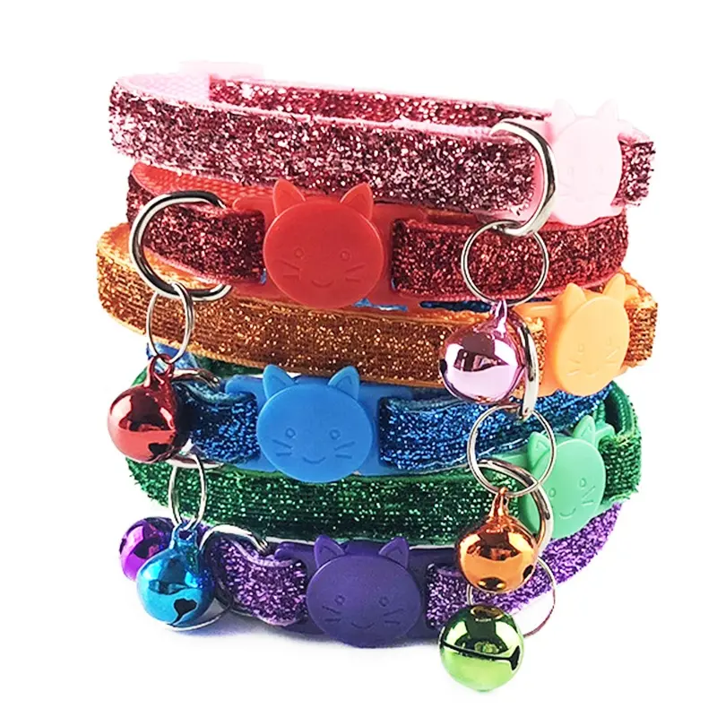 Cat Collar with Bell Adjustable Safety Buckle Dog Paw Pattern for Small Medium Cats Dogs Pets, Cute Pet Accessories with Bells, Quick Release Collars for Kitten Puppy (No Choke, Comfortable Fit, ship from USA))