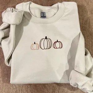 Neutral Pumpkin Embroidered Sweatshirt