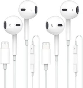 2 Pack Wired Earbuds for iPhone with Microphone & Volume Control, Noise Cancelling Earphones Compatible with iPhone 14/13/12/11/XR/XS/X/8/7/SE/Pro Max, In-Ear Headphones for iOS Devices
