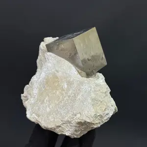 *Single Cube Pyrite on Matrix from Mina Ampliación A Victoria, Navajún, Spain