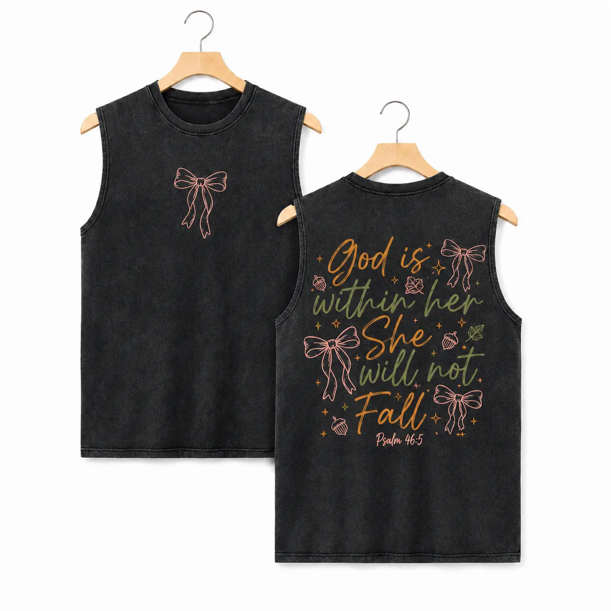 Men's Vintage Distressed Cotton Tank Top, Medium Length Faith Top with a 'God's Got My Back' Double-Sided Graphic Print for Everyday Summer Streetwear