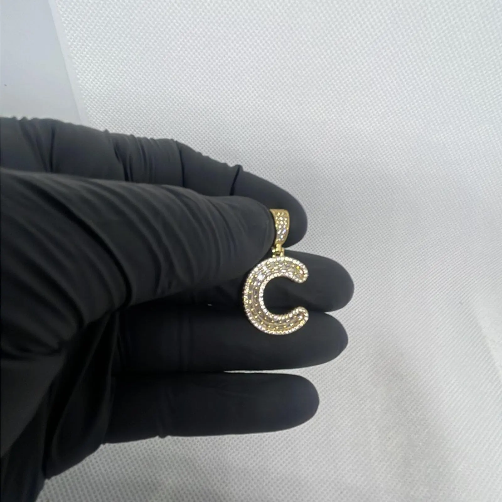 925 Silver Golden Iced-Out Initial Pendant, Personalized Initial Necklace for Jewelry Enthusiasts