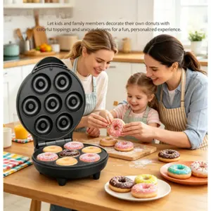 Mini Donut & Waffle Maker, 7-Slot Home Baking Machine, Ideal for Breakfast, Snacks, Desserts & MoreSolo Hot Shop