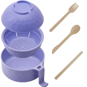 MIUVA Ramen Bowls Set with Microwave Soup Bowl Ramen Cooker BPA-Free Dishwasher Safe Includes Chopsticks Spoon Eco-Friendly PP Materials Quick Convenient Tableware Sets Thanksgiving tableware Value Pack Christmas Gift Set Stock Up  Filter Cover