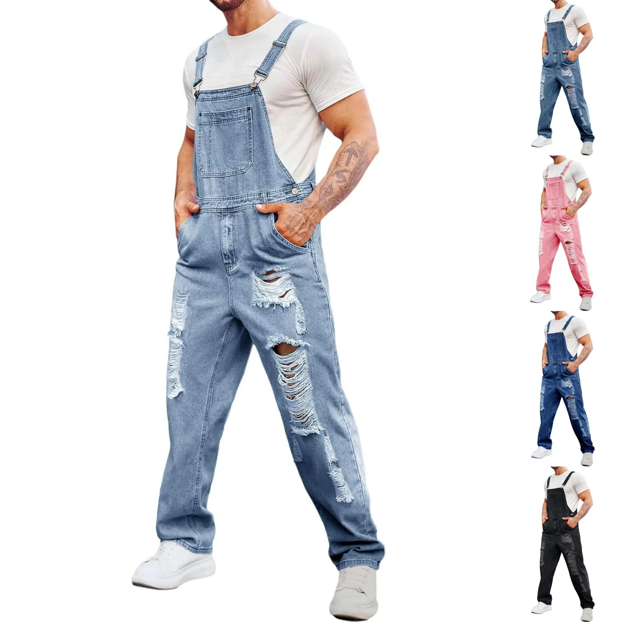PASLTER Men's Denim Bib Overalls - Menswear Style, Adjustable Straps, Slim Fit, Boot Cut Jeans Trousers, Effortless & Elevated Casual Jumpsuit, Adjustable Overalls