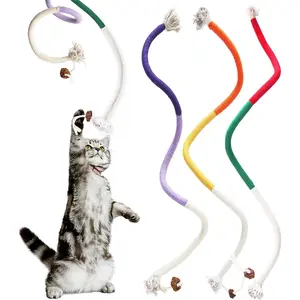3Pcs Cat Silvervine Chew Rope Toys, Natural Cotton Teething Stick for Indoor Cats, Dental Cleaning & Bite Resistant