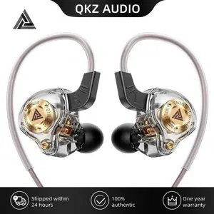 QKZ ENZO 2025 HiFi Wired Earphones – Noise-Cancelling Gaming Headset with Mic, 8D Stereo Sound, Bass-Boosted for Sports/Gym gym sport game