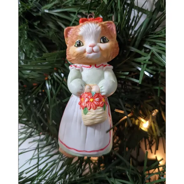 Vintage 1989 Hallmark Christmas Kitty Ornament