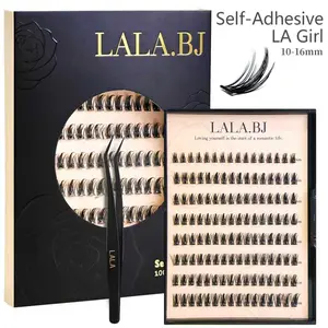 【LA Girl】【Self-Adhesive】LALA.BJEyelashes 10-16m D-Curly Pre-Glued Lash Clusters Easy Application & Reusable No Glue Needed for Natural Look
