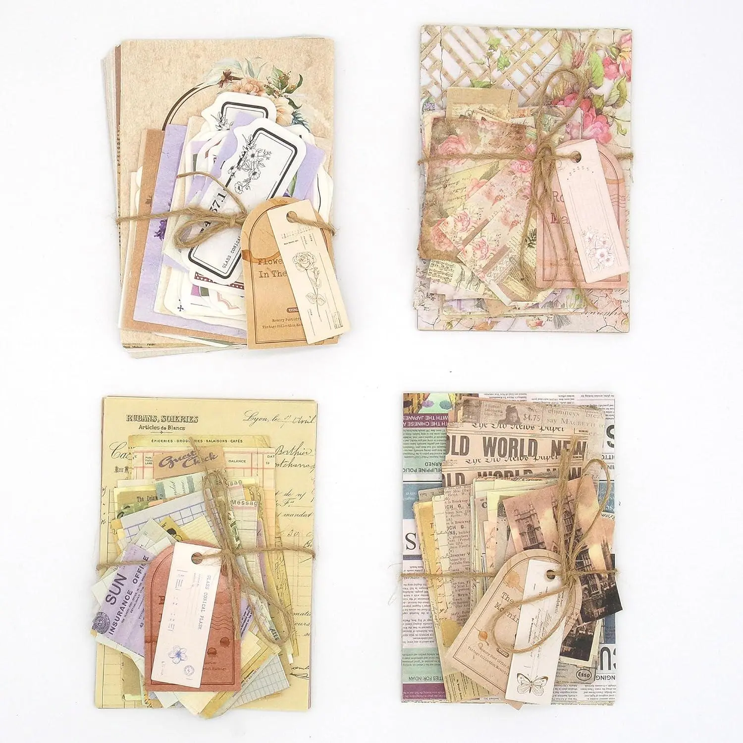 Scrapbook Paper, 400 sheets of journaling supplies for Vintage Crafts Planner Journal Supplies Mixed Media Collage Card Album Embellishments