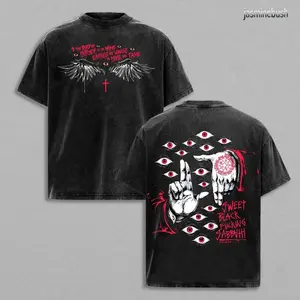 Limited Edition Alucard Hellsing Hand Signs Anime Double Printed Oversize Lightweight Acid Washed Tee, Gift For anime lover  G5X