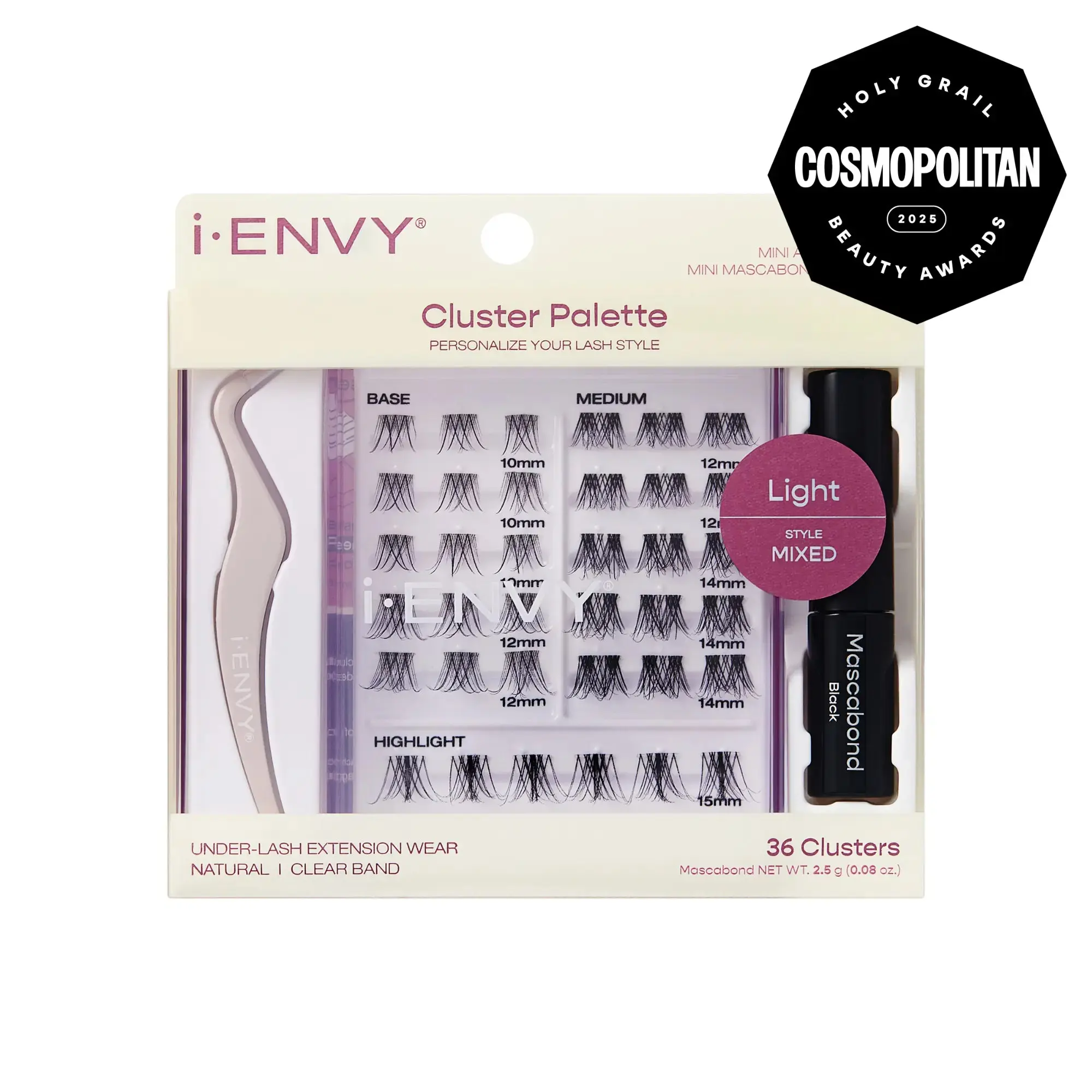 I-ENVY Cluster Palette Kit - Refillable DIY Underlash Extension Palette with 36 Lash Clusters