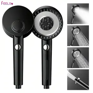 FEELSO Filtered Shower Head with Handheld High Pressure 4 Spray Mode Showerhead with Filters Water Softener Filter Beads for Hard Water ON/OFF Switch for Pets Remove Chlorine