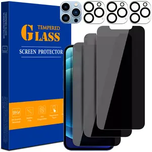 3 Pack Privacy Screen Protector with 3 Pack Camera Lens Protector For iPhone 17 16 15 14 13 12 11 Pro Max Tempered Glass Privacy Screen Camera Protector