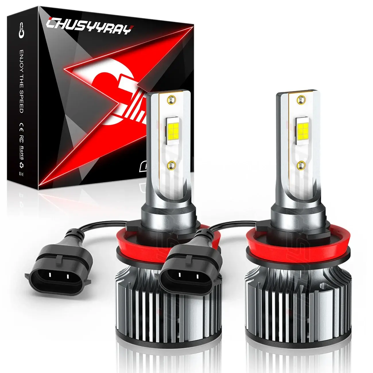 2-Sides H11 LED Headlight Kit Low Beam Bulb Super Bright 6500K White 1000000LM Direct Replacement High Speed Mute Fan