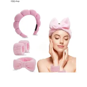 4Pcs Cloud Blue Plush Headbands, elegant hair accessories with butterfly details. Soft and multi-functional, stylish for daily wear and various occasions
