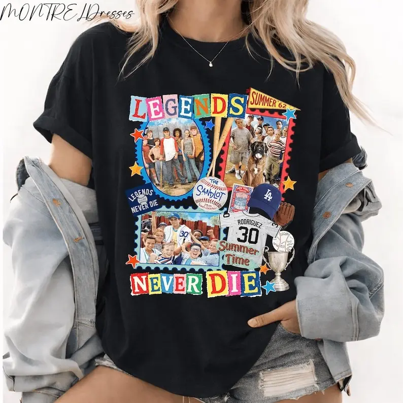 Legends Never Die Shirt, The Sandlot Shirt, Baseball Squad Crew, Vintage Movie Shirt, Baseball Team Shirt, Sandlot Baseball