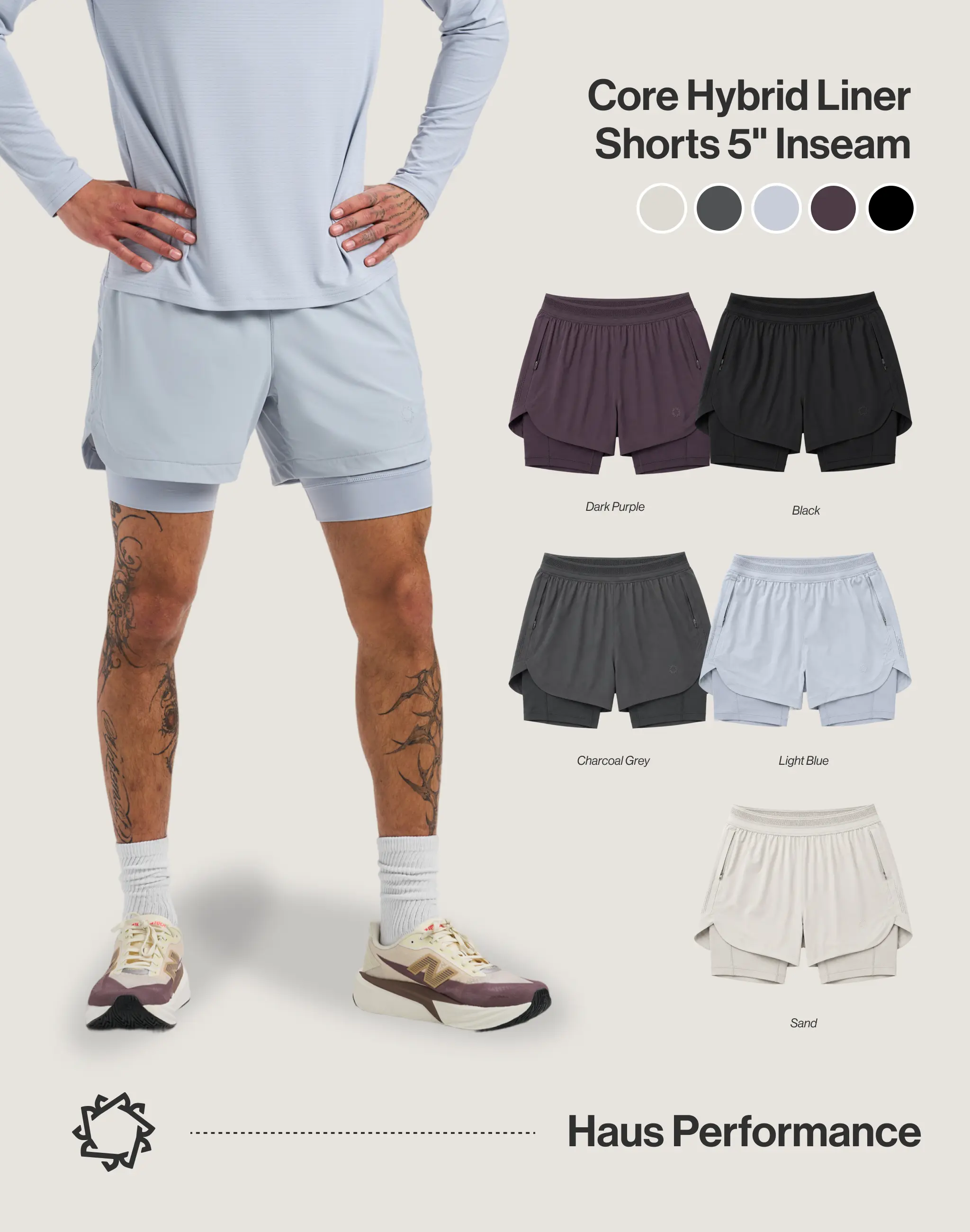 Haus | All-Day Performance Shorts | Built-In Liner | 5" Inseam