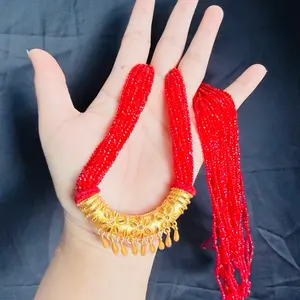 Hydro Crystal Nepali traditional C Tilhari for Women with Gold Accents