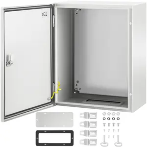 VEVOR NEMA Steel Enclosure, TikTokShopBlackFriday, 20 x 16 x 10\'\' NEMA 4X Steel Electrical Box, IP66 Waterproof & Dustproof, Outdoor/Indoor Electrical Junction Box, with Mounting Plate