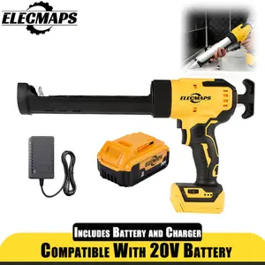 ELECMAPS Cordless Caulking Gun, Compatible With 20V Battery, 10oz/300ml Capacity, 4-Speed Control, Ideal for Sealing, Home Improvement, Construction and DIY Projects