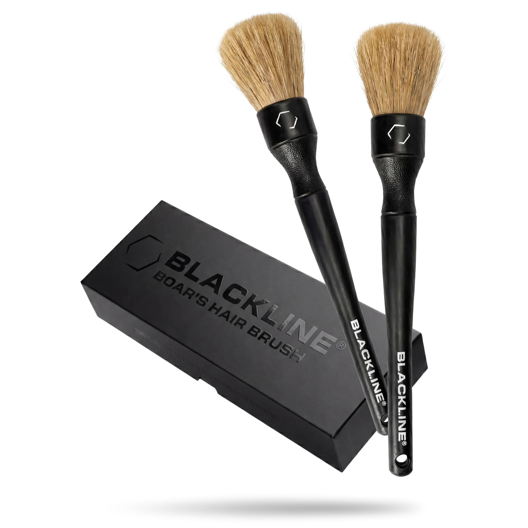 BLACKLINE Boars Hair Car Detailing Brush Set - 2-Pack Car Detailing Products, Scratch-Free Brushes for Wheel, Vent and Trim Cleaning, Detailing Brushes