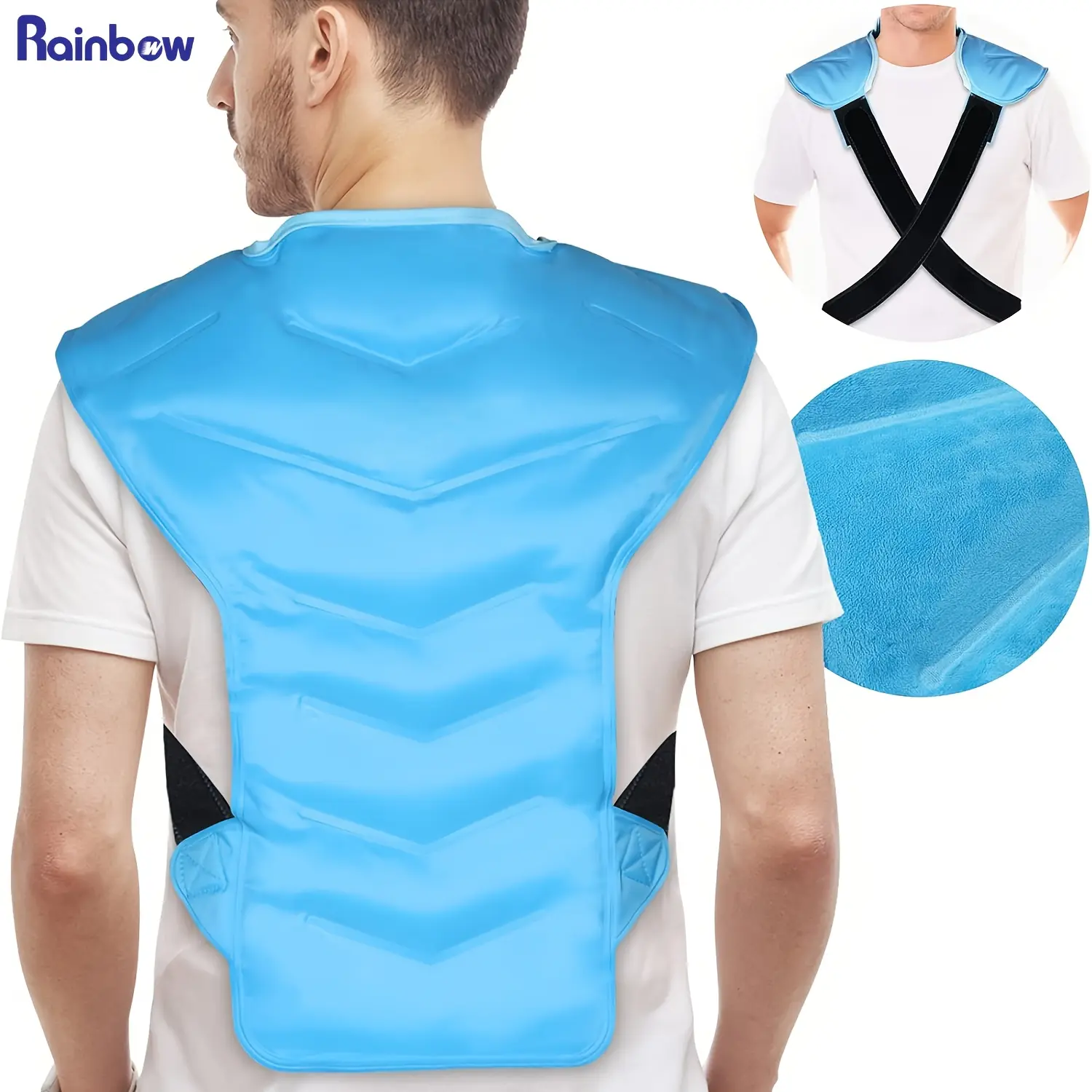 Rainbow Extra Large Ice Pack Wrap for Shoulder and Upper Back Reusable, Full Back Cold Pack, Hot & Cold Compress Gel Pack for Shoulder Upper Back