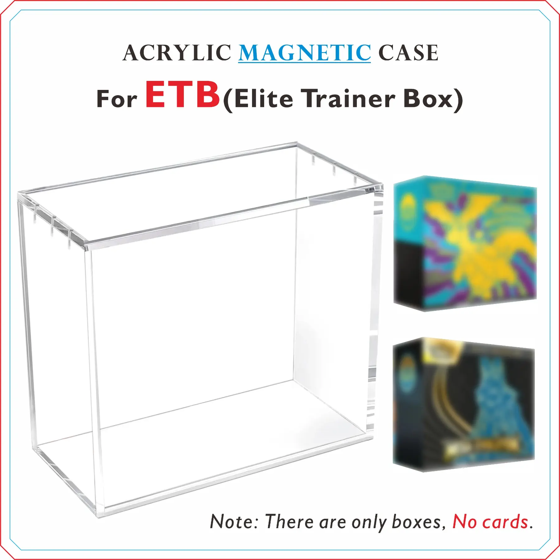 Pokemon ETB Acrylic Case for Elite Trainer Box, 2lb, 8+5mm Thick, Luxury Rare Card Stronghold with UV-Resistant Display & Anti-Yellowing Box Magnetic Closure, Dustproof and Waterproof box(Display Case only)