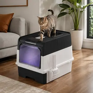 , foldable enclosed   ,    with front door and  , pull-out drawer design, pet toilet with lid, easy-to-clean, splash-resistant    tray with plastic scoop dream cat litter box low dust smart sensor top entry automatic litterbox anti-urine leakage big