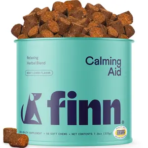 FINN Calming Aid for Dogs - Natural Calming Chews, Melatonin, Stress Support, Separation Support, Sleep Support - 90 Soft Chews Supplements