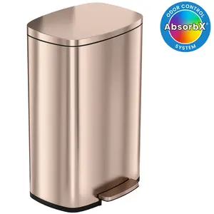 13.2 Gallon / 50 Liter SoftStep Rose Gold Step Pedal Kitchen Trash Can  Stainless Steel Odor Filter Inner Bucket