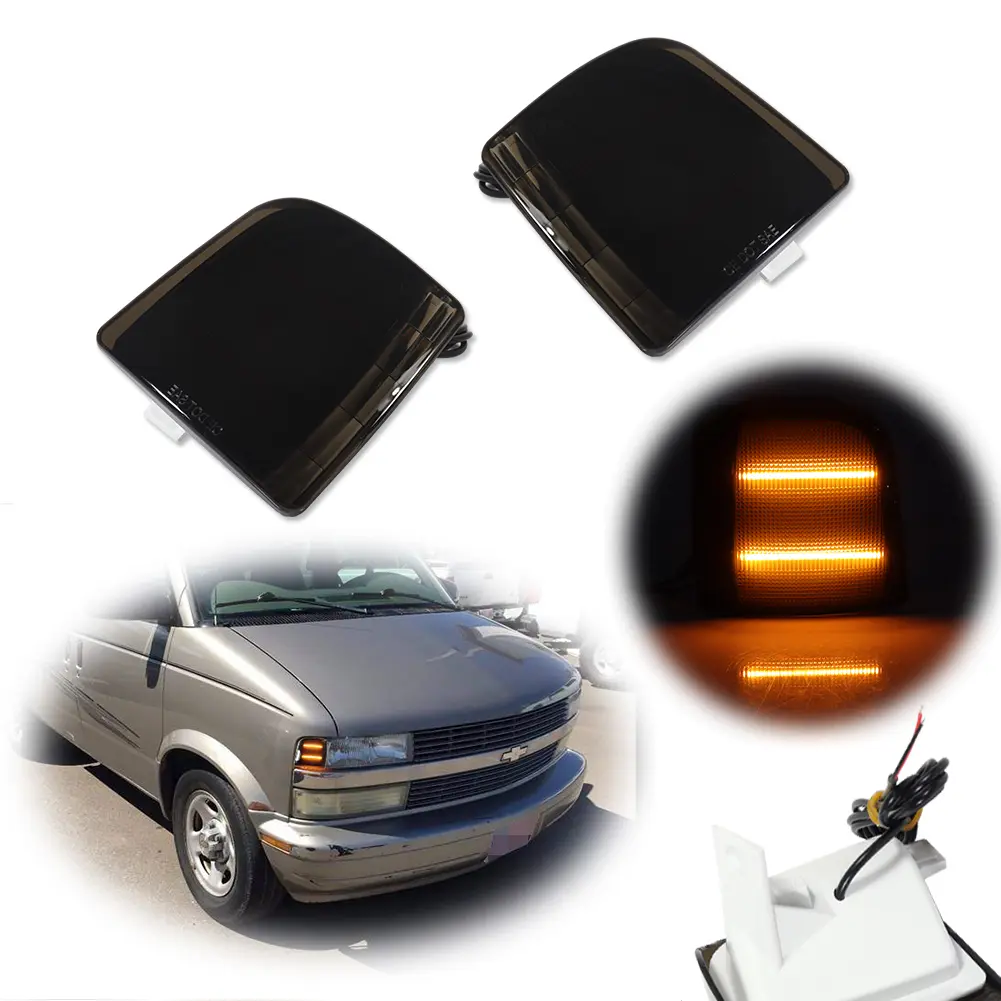 2pcs Smoked Amber LED Side Corner lamps Lights For 1995 1996 1997 1998 1999 2000 2001 2002 2003 2004 2005 Chevrolet Astro GMC Safari,Replace OEM 16524076, GM2551139,, 16524075, GM2550139