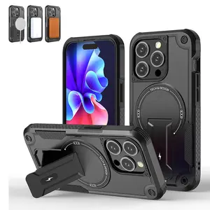 Outdoor mecha anti drop magnetic concealed folding stand iPhone 17 Pro Max 17 Air15 Pro Max 14Plus 13 12 Pro Max strong anti drop and pressure protective case Cover