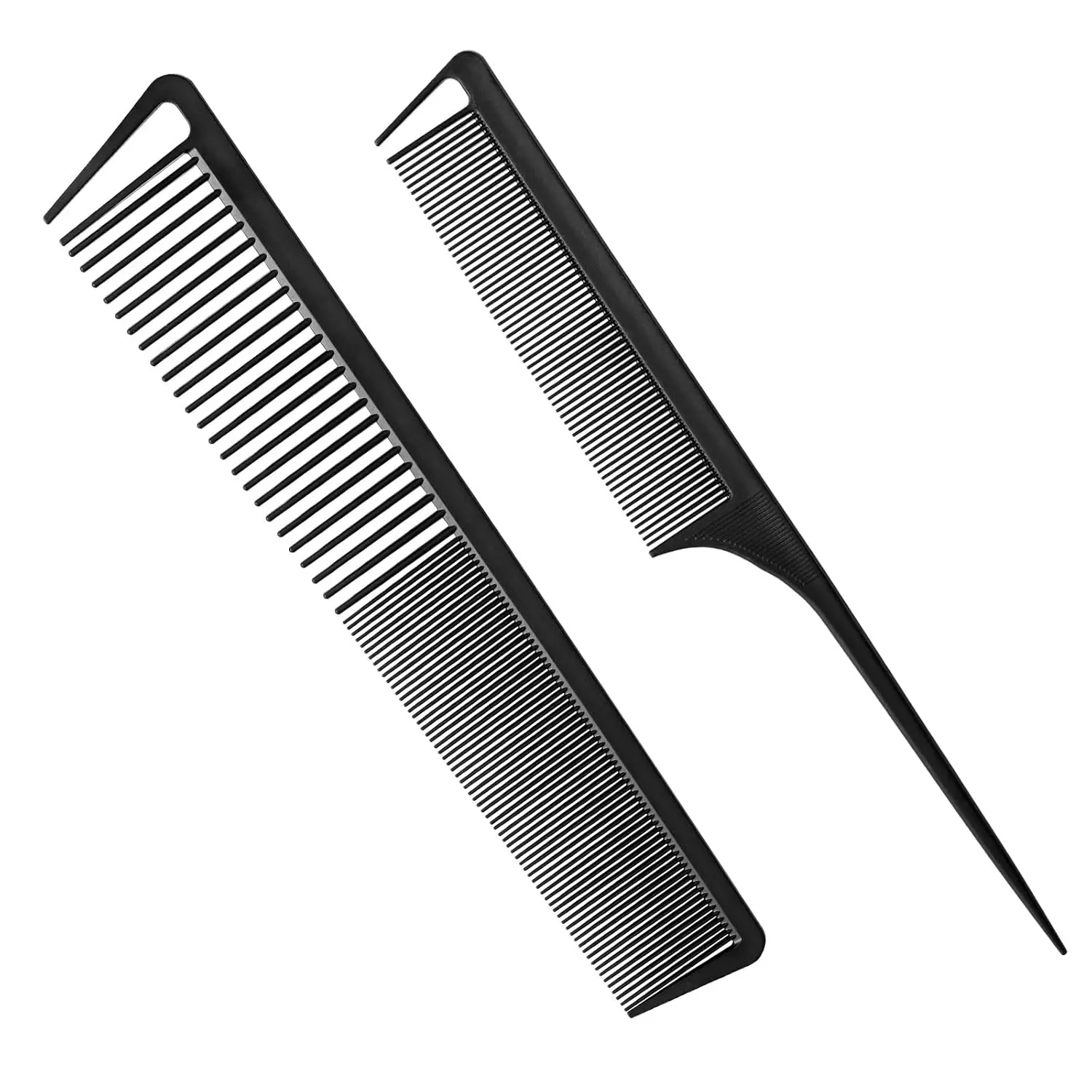Halloween Fall Gift Professional  Black Teasing Comb, Fine & Wide Tooth + Rat-Tail Hair Styling Comb for All Hair Types, 2 Pack Hair Styling Tool Durable Hairdressing Comb