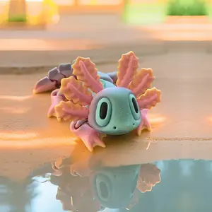 FuRise 3D Printed Axolotl Magnetic Fridge Magnet - Blue-Green Gradient Eco-Friendly PLA Strong Magnet for Home & Office Decoration Collectible Gift Metal